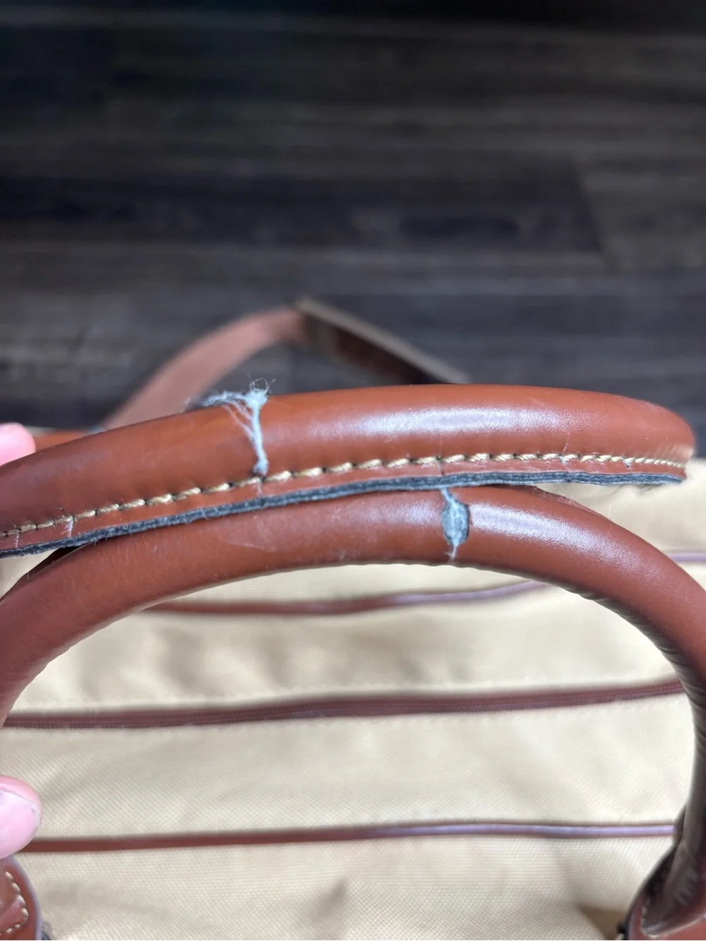 Vintage Ralph Lauren Mens Beige & Brown Canvas With Shoulder Strap Travel Duffle